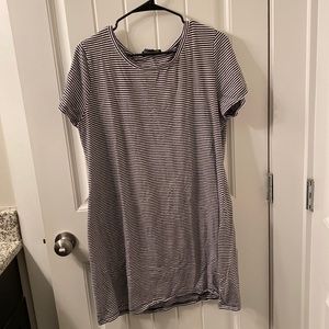 Black and white striped tee dress